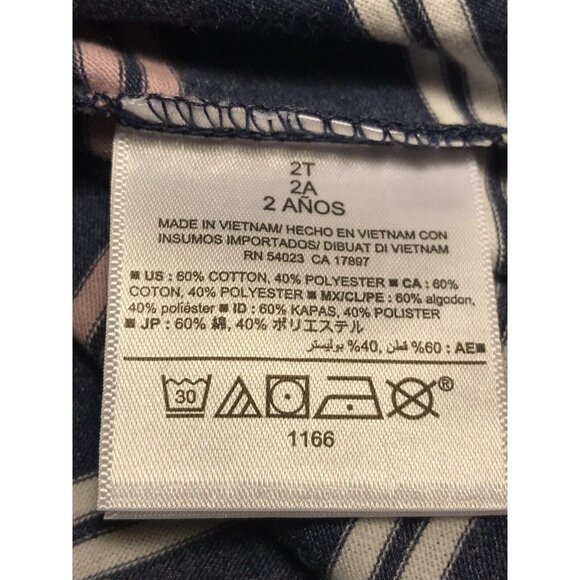 Old Navy Toddler Girls Size 2T T-Shirt Short Sleeve Striped Blue Pink New - Picture 5 of 6